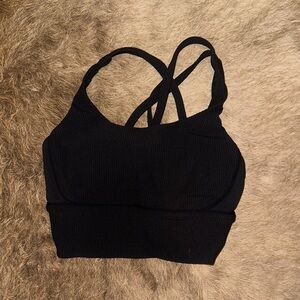 lululemon athletica Black Ribbed Strappy Sports Bra